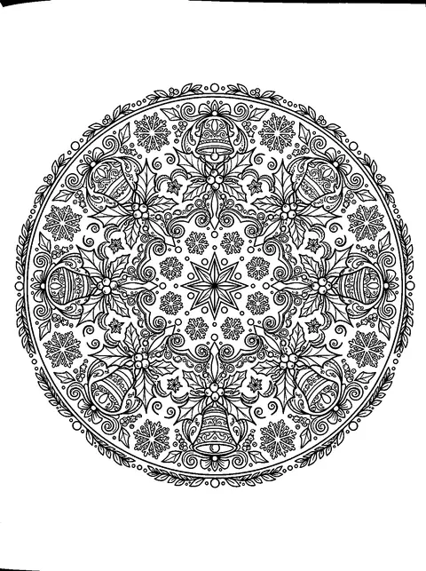 Christmas mandala coloring page