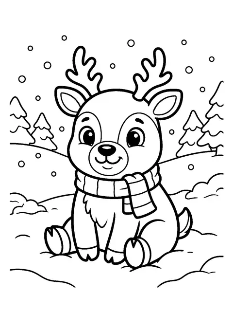 Baby reindeer coloring page