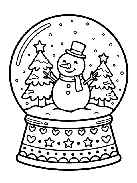 Cute snow globe coloring page