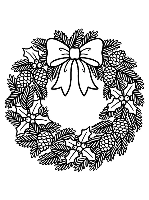 Christmas wreath coloring page