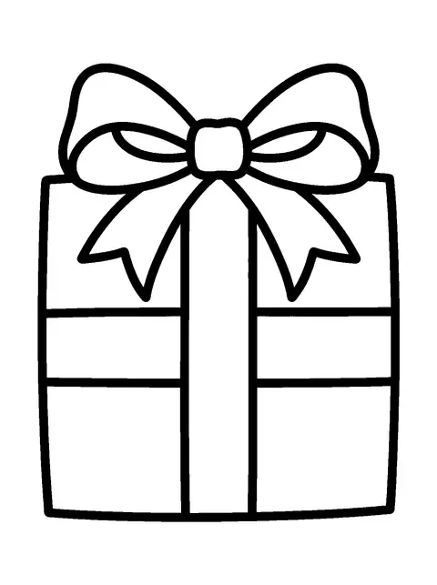 Present with a bow coloring page