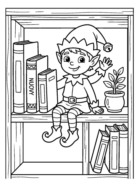Elf on a shelf coloring page