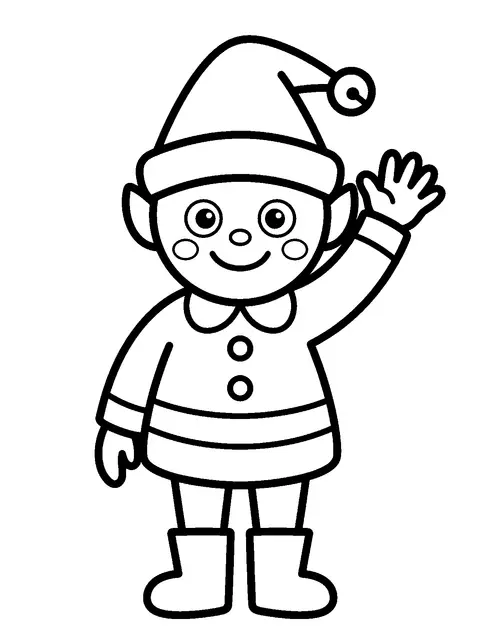 Happy elf coloring page