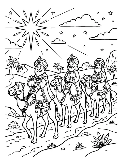 The three wise men coloring page