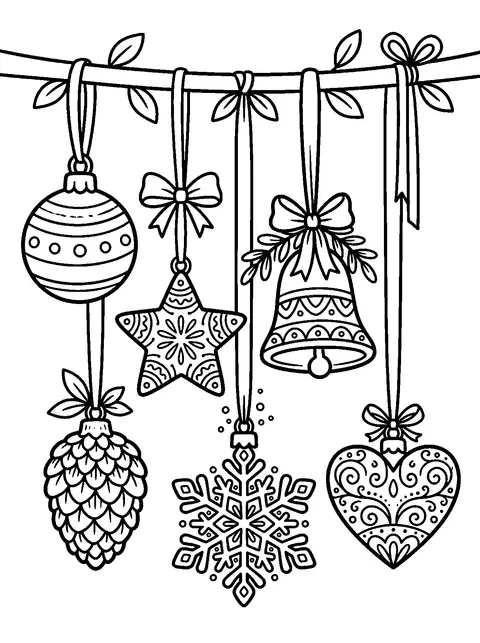 Christmas ornaments coloring page