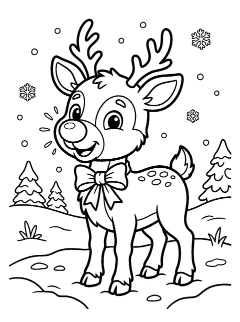 Reindeer with a shiny nose coloring page