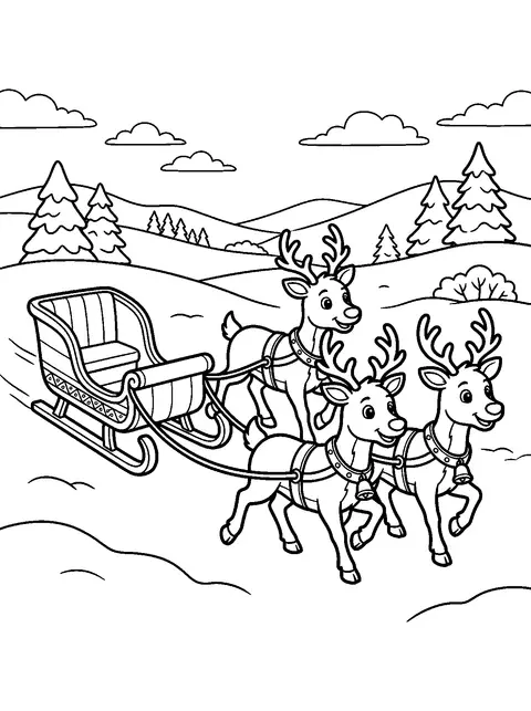 Reindeer team coloring page