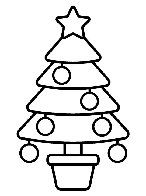 Simple Christmas tree coloring page