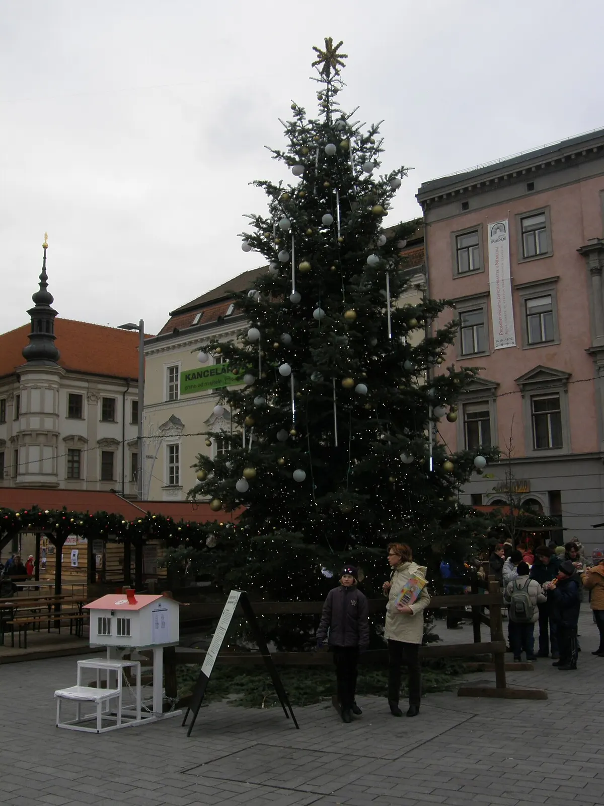 Velký vánoční strom na náměstí Svobody v Brně