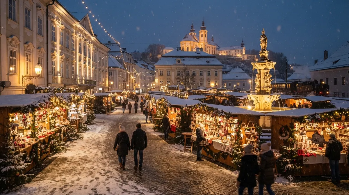 Steyrer Christkindlmarkt an der Promenade (Târgul Christkind din Steyr, pe Promenade), Steyr