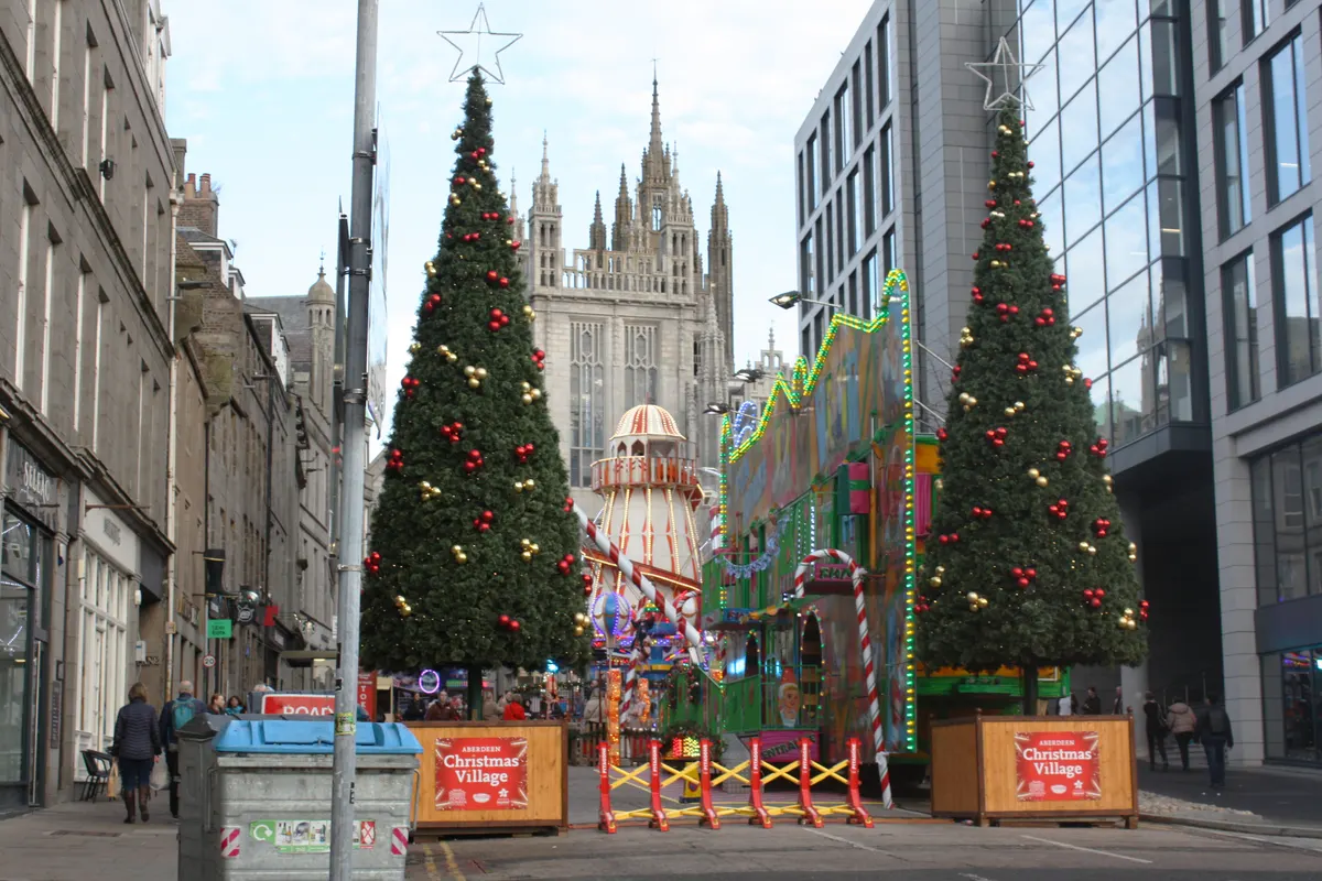 Christmas trees and fairground rides at the Aberdeen Christmas Village