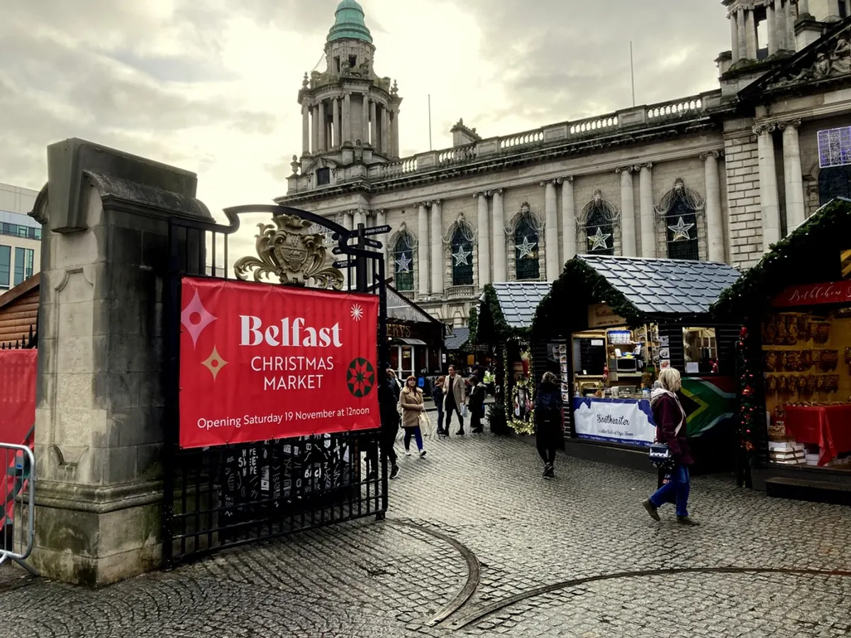 Belfast Christmas Market entrance at the City Hall