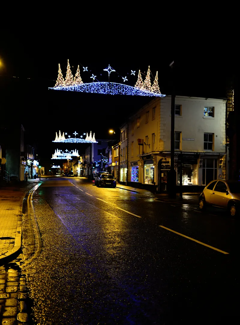 Christmas lights on High Street in Knaresborough