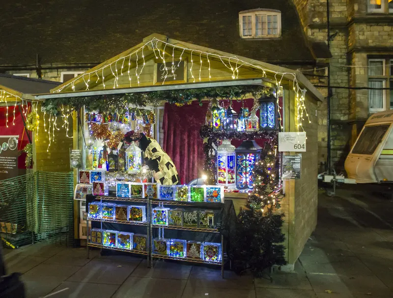 Illuminated craft chalet at Lincoln Christmas Market