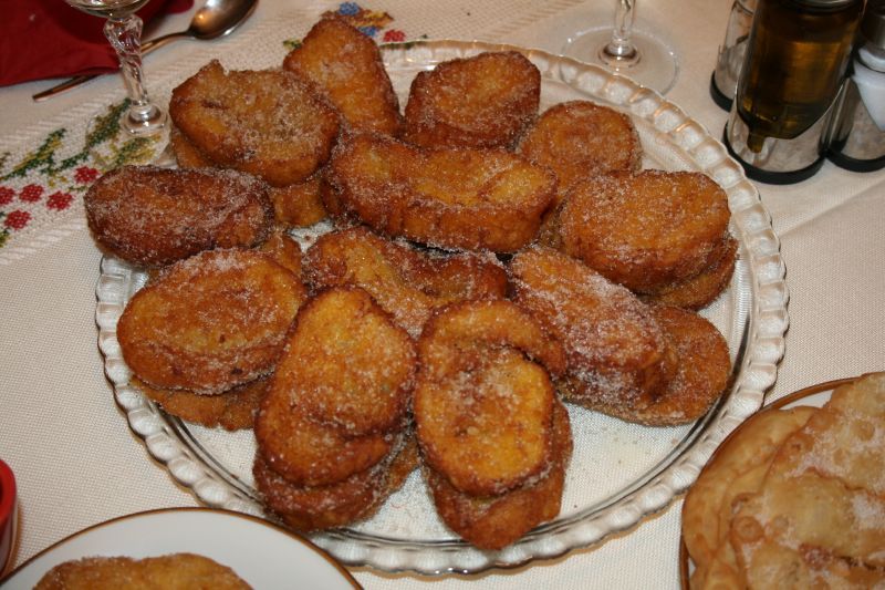 Rabanadas, fatias de pão fritas de Natal